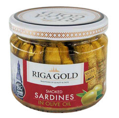 RIGA GOLD SMOKED SARDINES 9.5 oz jar