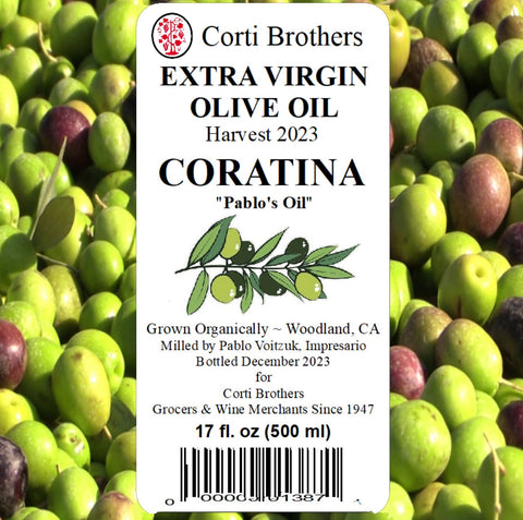 Corti Bros 2023 Coratina Extra Virgin Olive Oil 500ml